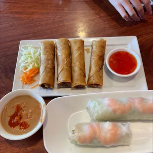 Siting rolls and egg rolls