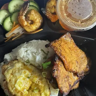 Shredded pork with pork chop combo