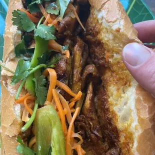 BBQ Pork, Beef, Chicken Banh Mi 12.50 very good!