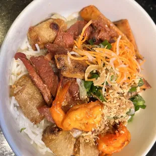 Combination rice noodle bowl