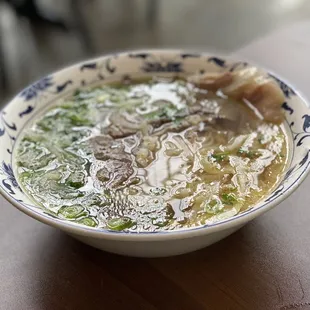 a bowl of soup on a table