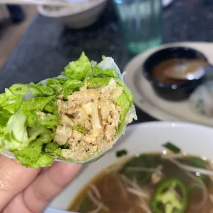 Inside of the shredded pork spring roll