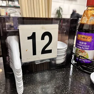 the number 12 on a table