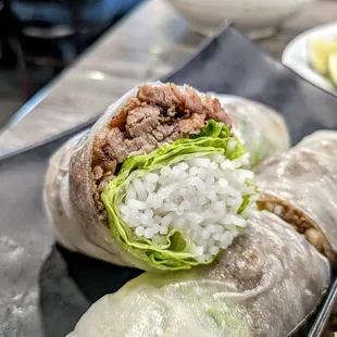 Grilled pork spring roll