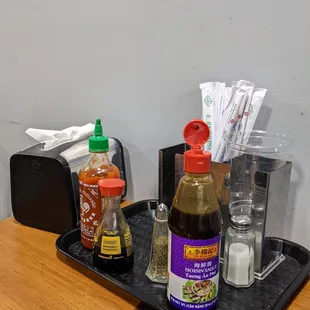 Chopsticks, condiments, and more