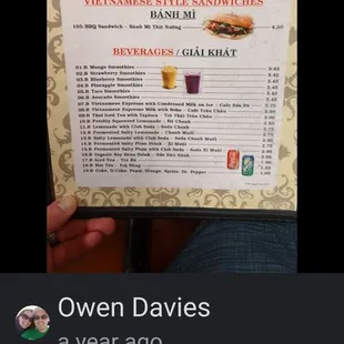 a menu for a restaurant