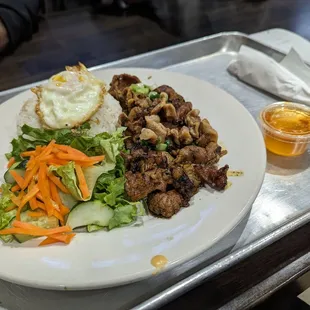 The pork and egg rice plate