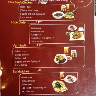 Lunch Special Menu