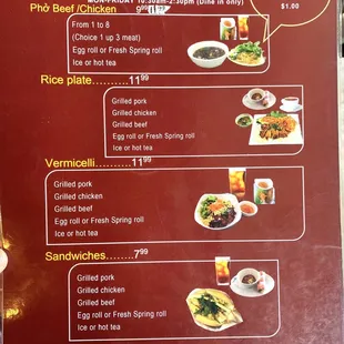 Lunch Special Menu