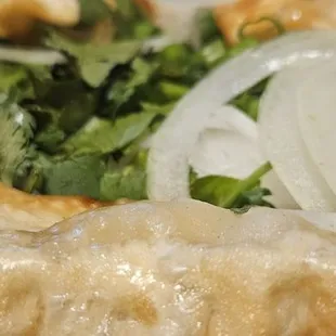 Fried pork dumpling pho