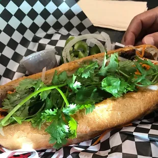 Grilled chicken banh mi