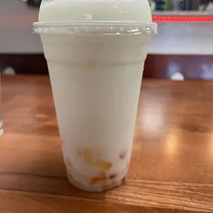 Lychee Boba (blended) with rainbow jelly