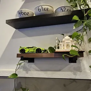 a potted plant on a shelf