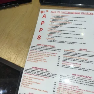 menu
