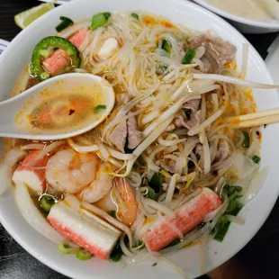Med Shrimp &amp; crabmeat only pho I added the steak really good