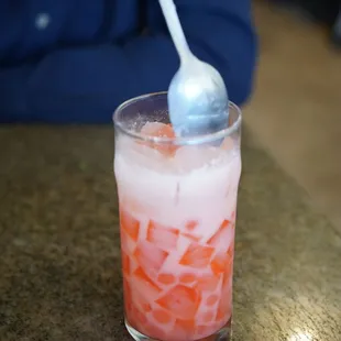 sương sa hạt lựu - pink jello in syrup and coconut milk