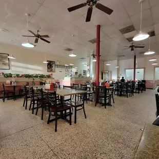 The view from our table of the dining room. The restrooms are on the right straight back.