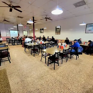 View of the dining room from the front door.