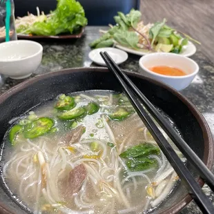 Meatball and rare steak pho!