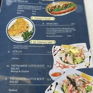 a menu for a thai food restaurant