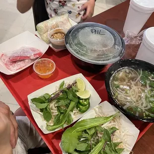 Everything is in plastics and paper utensils dine in and Don't look as appetite as before. Don't feel like a pho restaurant anymore.