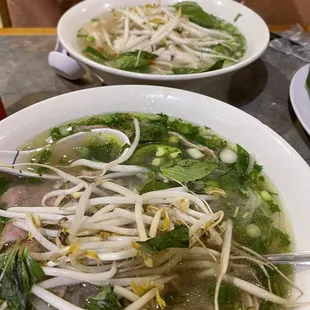 large bowls Pho tonight. We. beef and chicken, both were amazing! Excellent service. Our server recommended calling ahead for reservations.