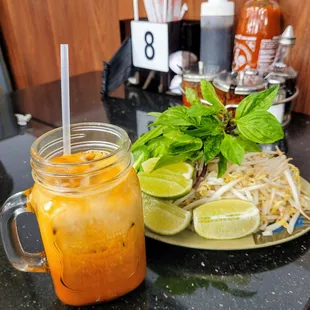 Thai iced tea and pho condiments