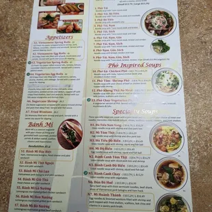 the menu of the restaurant