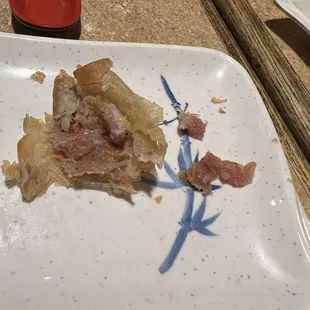 RAW pork inside the eggrolls.