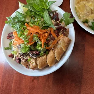 two plates of food on a table