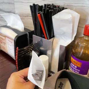 Like these individually packaged forks at each table!