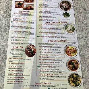 the menu of the restaurant