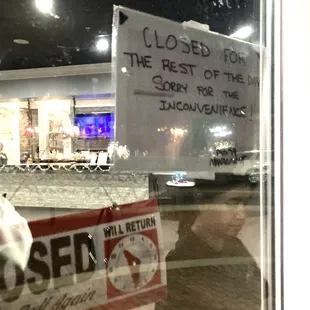 Not keeping regular business hours. Closed at 7:15 when hours posted 8pm.