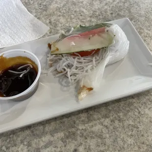 A1. Vietnamese Spring Rolls awful &amp; tiny! So soggy it fell apart!! Tomatoes don't belong in it. Didn't taste good.