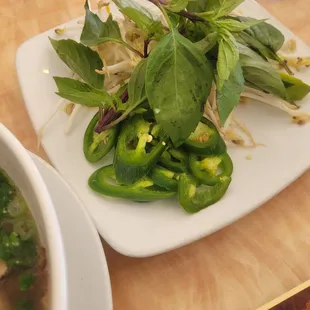 Plate of Happiness - jalapenos, basil, bamboo shoots