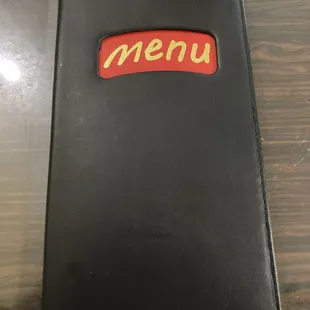 a menu on a table