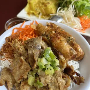 Bun 1. BBQ Pork Chop, with egg rolls