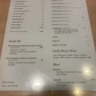menu