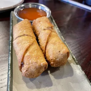 Fried egg rolls with sweet sauce