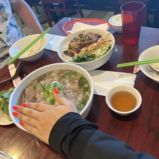 Pho and vermicelli (hand for reference)