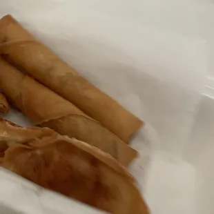 Appetizer sample; dumpling, Rangoon, egg roll