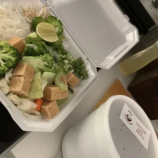 Veggie pho before in a bowww