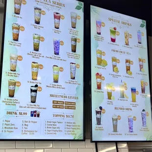 Drinks menu