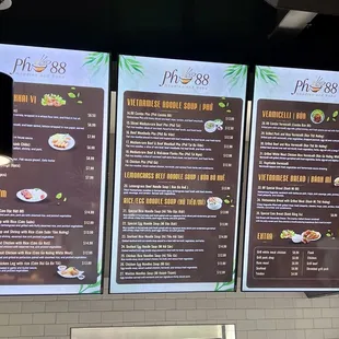Updated menu as of 10/6/24--including new additions like Bun Bo Hue and new appetizers (that are blocked by the light oops)
