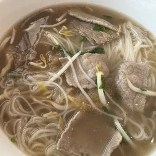 Pho with brisket, tendon, and raw steak.