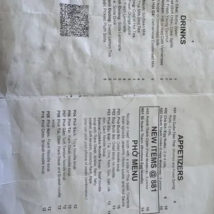 menu
