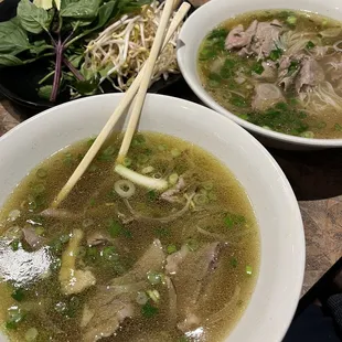 P2. Beef Eye-Round and Brisket Pho and P3. Combination Pho without meatballs, $13.99, or ~$18 after tax/tip