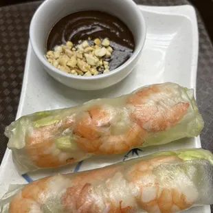 Summer rolls with peanut sauce. Yummy