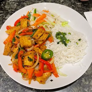 Lemongrass tofu noodle bowl