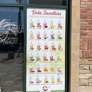 Boba drink menu 8/14/21